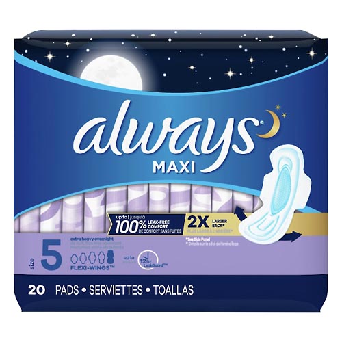 Image for Always Pads, Maxi, Flexi-Wings, Extra Heavy Overnight, Size 5,20ea from CANNON SEDGEFIELD