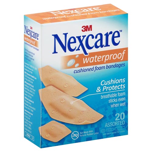 Image for Nexcare Bandages, Cushioned Foam, Waterproof, Assorted,20ea from CANNON SEDGEFIELD
