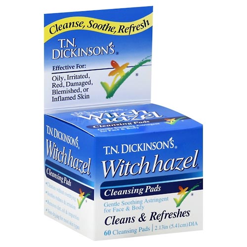 Image for TN Dickinsons Cleansing Pads, Witch Hazel,60ea from Cannon Pharmacy Main