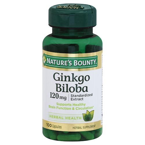 Image for Natures Bounty Ginkgo Biloba, Standardized Extract, 120 mg, Capsules,100ea from CANNON SEDGEFIELD