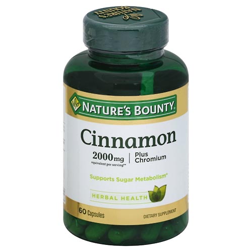 Image for Natures Bounty Cinnamon, Plus Chromium, 2000 mg, Capsules,60ea from CANNON SEDGEFIELD