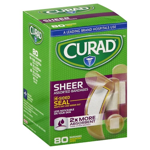 Image for Curad Bandages, Sheer, Assorted Sizes,80ea from CANNON SEDGEFIELD