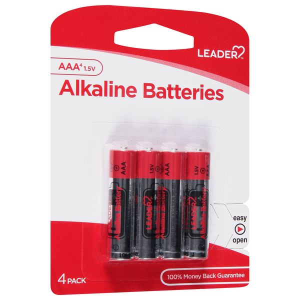 Image for Leader Batteries, Alkaline, AAA, 1.5V, 4 Pack, 4ea from CANNON SEDGEFIELD