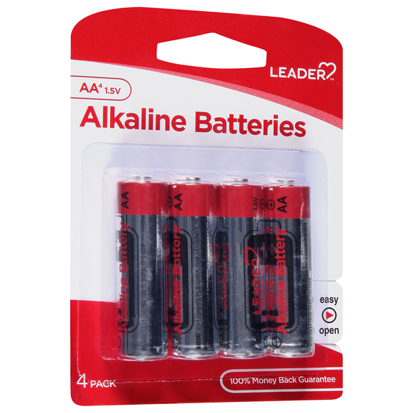 Image for Leader Batteries, Alkaline, AA, 1.5 Volt, 4 Pack, 4ea from CANNON SEDGEFIELD