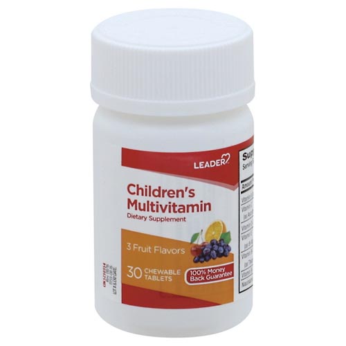 Image for Leader Children's Multivitamin, 3 Fruit Flavors, Chewable, Tablets,30ea from CANNON SEDGEFIELD