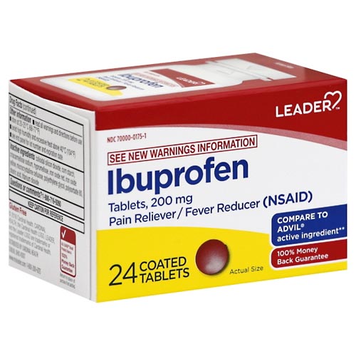 Image for Leader Ibuprofen, 200 mg, Coated Tablets,24ea from CANNON SEDGEFIELD