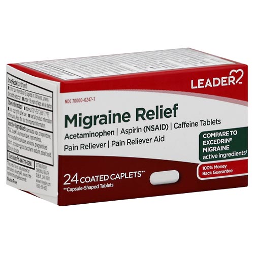 Image for Leader Migraine Relief, Coated Caplets,24ea from CANNON SEDGEFIELD