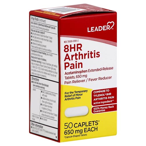 Image for Leader Arthritis Pain, 8 HR, 650 mg, Caplets,50ea from CANNON SEDGEFIELD