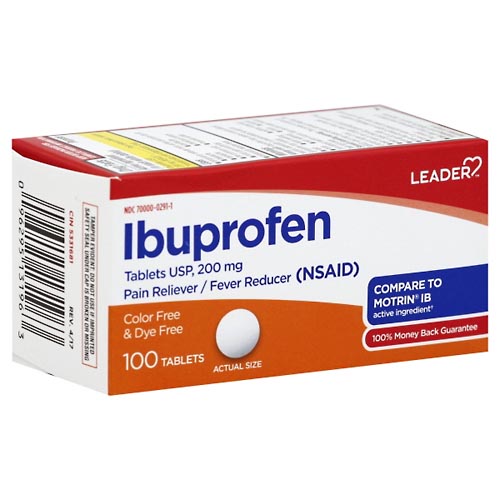 Image for Leader Ibuprofen, 200 mg, Tablets,100ea from CANNON SEDGEFIELD