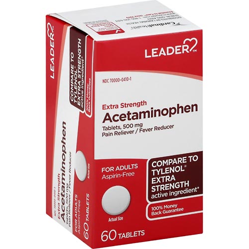 Image for Leader Acetaminophen, Extra Strength, 500 mg, Tablets, for Adults,60ea from CANNON SEDGEFIELD
