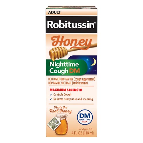 Image for Robitussin Cough DM, Nighttime, Honey, Maximum Strength,4oz from Cannon Pharmacy Main