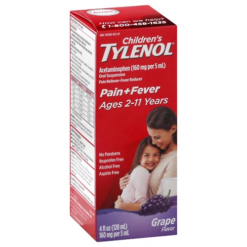 Image for Children's Tylenol Pain+Fever, Oral Suspension,, Grape Flavor,4oz from CANNON SEDGEFIELD