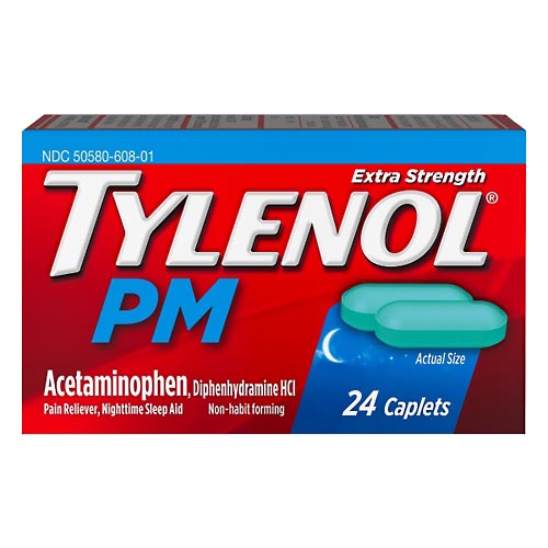 Image for Tylenol Acetaminophen, PM, Extra Strength, Caplets,24ea from CANNON SEDGEFIELD