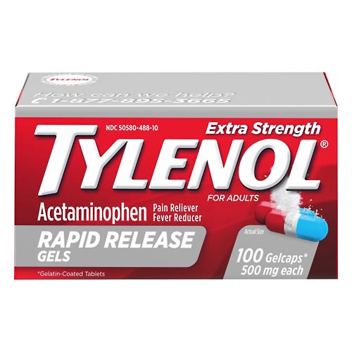 Image for Tylenol Pain Reliver/Fever Reducer, Extra Strength, For Adults, Rapid Release Gels,100ea from CANNON SEDGEFIELD