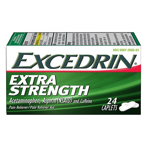 Image for Excedrin Pain Reliever/Pain Reliever Aid, Extra Strength, Caplets,24ea from CANNON SEDGEFIELD