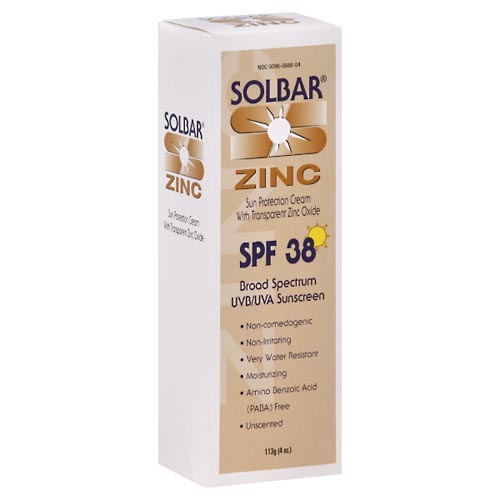 Image for Solbar Zinc Sun Protection Cream with Transparent Zinc Oxide, SPF 38, Unscented,4oz from CANNON SEDGEFIELD
