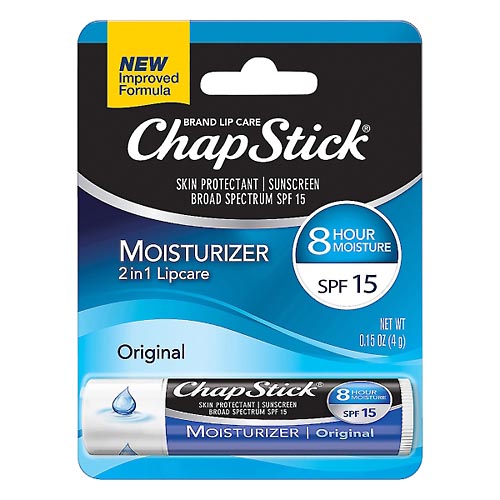 Image for ChapStick Lipcare, 2 in 1, Moisturizer, Original, Broad Spectrum SPF 15,0.15oz from Cannon Pharmacy Main