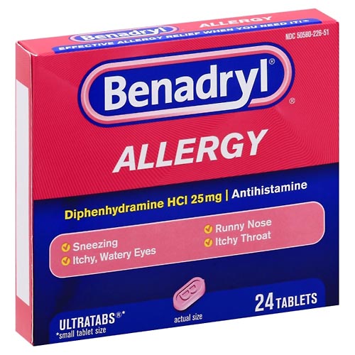 Image for Benadryl Allergy Relief, Tablets,24ea from CANNON SEDGEFIELD