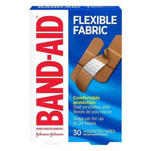 Image for Band Aid Bandages, Adhesive, Flexible Fabric, Assorted Sizes,30ea from CANNON SEDGEFIELD