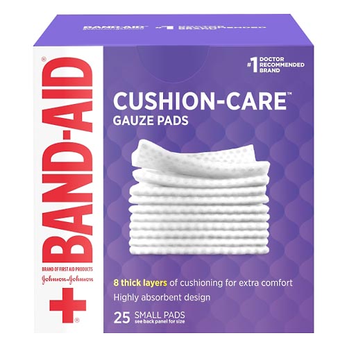 Image for Band Aid Gauze Pads, Cushion-Care, Small,25ea from CANNON SEDGEFIELD