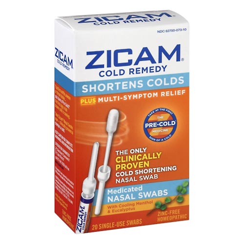 Image for Zicam Cold Remedy, Medicated Nasal Swabs,20ea from CANNON SEDGEFIELD