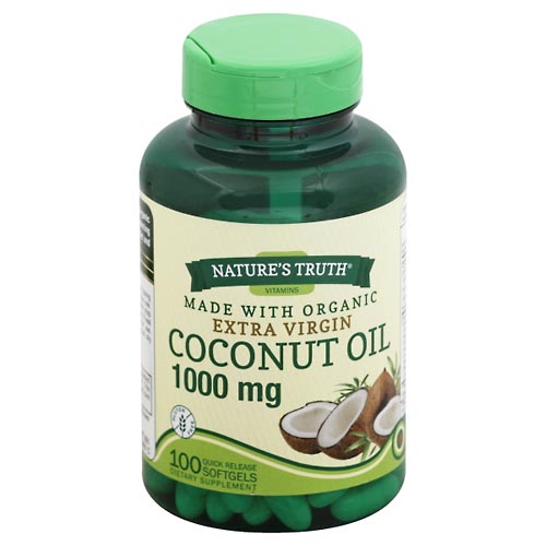 Image for Natures Truth Coconut Oil, Extra Virgin, 1000 mg, Quick Release Softgels,100ea from CANNON SEDGEFIELD